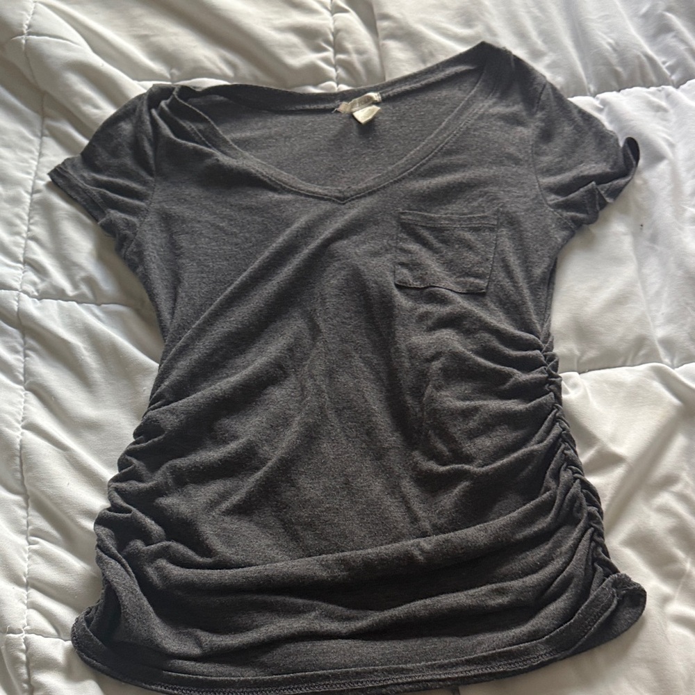 Bozzolo Dark Gray V-Neck Short Sleeve Tee